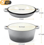 P&P CHEF 5Qt Dutch Oven Pot for Bread Baking, 2 In 1 Round Cast Iron Dutch Oven - Image 2