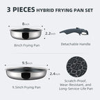 Ciwete Hybrid Non Stick Frying Pans Set 3-Piece, 8 & 9.5 Inch Tri-Ply Stainless - Image 2