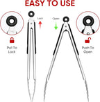 Stainless Steel Tongs Set, Food Grade Stainless Steel Kitchen Tongs, Heat - Image 4