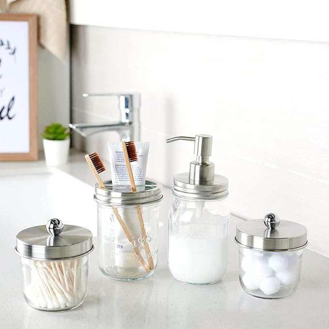 Amolliar Mason Jar Liquid Soap Dispenser Pump, Rustproof Stainless Steel Lid - Image 2