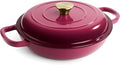 3 Quart Enameled Cast Iron Braiser, Non Stick Enameled Cast Iron Skillet by Fijinhom