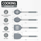 Pack of 4 Large Silicone Cooking Spatulas and Spoons, Slotted and Solid - Image 2