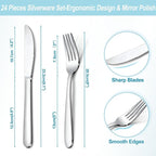 24-Piece Forks and Knives Set for 12, Food-Grade Stainless Steel Silverware Set - Image 2