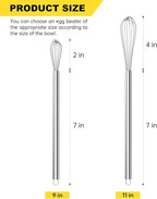 NileHome Mini Whisks Stainless Steel Whisk Set 9" 11"Kitchen Small Wisk Balloon - Image 2