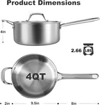 4 QT Saucepan with Lid, 3-Ply Stainless Steel Stockpot, Induction Compatible - Image 5