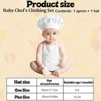2PCS Baby Chef Outfit Set, Baby Apron and Chef Hat - Image 2
