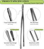 JETKONG 2 Pcs 14-Inch Food Tweezer Tongs Extra Long Stainless Steel Kitchen - Image 2