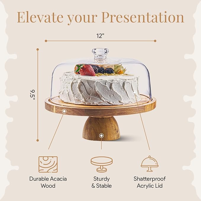 HOMESPHERE Acacia Wood Cake Stand - Image 4