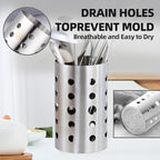 QRU Kitchen Utensil Holder for Countertop, Stainless Steel Cooking Utensil - Image 4