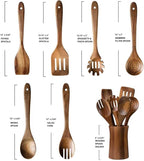 7 Piece Natural Acacia Wooden Kitchen Utensil Set - Image 6