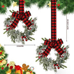 Syhood 2 Pcs 9 Inch Small Christmas Wreaths for Kitchen Cabinet with Ribbon - Image 3