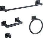 Matte Black Bathroom Hardware Set 4 Pieces, Towel Bar Set Stainless Steel Wall by bluebyrne