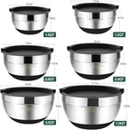 Umite Chef Mixing Bowls with Airtight Lids，6 piece Stainless Steel Metal - Image 6