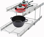DINDON 2 Tier Pull Out Cabinet Organizer Heavy-Duty Metal Sliding Drawer Shelf - Image 9