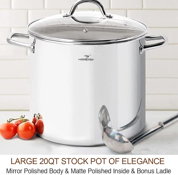 HOMICHEF Commercial Grade LARGE STOCK POT 20 Quart - Image 2