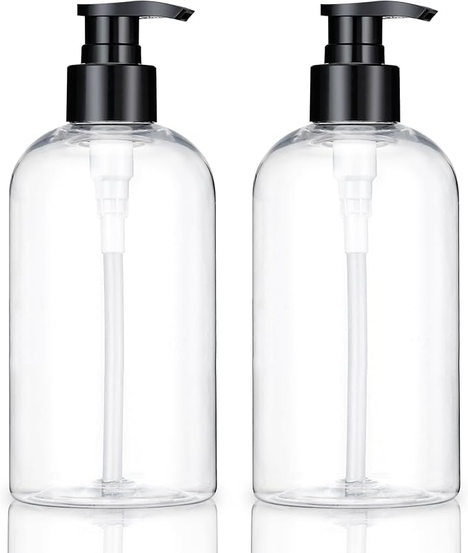 Empty Plastic Pump Bottles Dispenser 2 Pack Clear Refillable Pump Bottle by KREMORV
