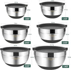 Umite Chef Mixing Bowls with Airtight Lids，6 piece Stainless Steel Metal - Image 5