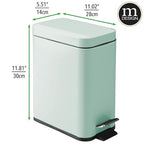 mDesign Small Modern 1.3 Gallon Rectangle Metal Lidded Step Trash Can, Compact - Image 3