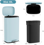 Arlopu 8/13.2 Gallon Step Trash Can, Stainless Steel Garbage Bin, Soft-Close - Image 2