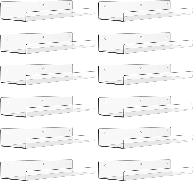 upsimples 12 Pack Acrylic Shelves Wall Organizer and Storage, Toy Cars by upsimples