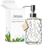 JASAI Diamond Design 12 Oz Glass Soap Dispenser, Kitchen soap Dispenser - Image 8