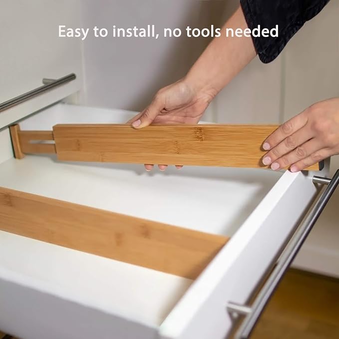 Fabsome Drawer Divider 6 Pack, Bamboo Dresser Organizers - Image 5