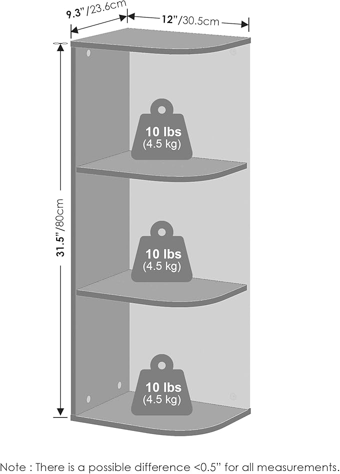 Furinno Reed Corner Shelf, 3-Tier Corner Bookshelf, Book Shelf, Corner Shelves - Image 2