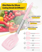 Pack of 4 Silicone Cooking Utensils Set, Non Stick Large Solid Spatulas - Image 2