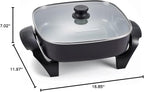 Elite Gourmet 12" x 12" x 3" Ceralast™ PFAS Free Ceramic Electric Skillet - Image 8