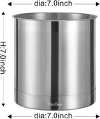 KSENDALO Stainless Steel Utensil Holder 7x7inch Large Utensil Holder - Image 4