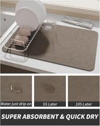 AMOAMI Coffee Mat Hide Stain Rubber Backed Absorbent Dish Drying Mat - Image 3