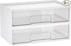 Vtopmart 2 Pack Clear Stackable Storage Drawers, 12.1''W Plastic Organizers Bins by Vtopmart