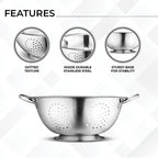 Avador Set of 3 Stainless Steel Colanders, Comes in 1.5 Quart 3qt Quart and 5 - Image 5