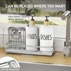 Moforoco Kitchen Dish Soap Dispenser Set, 16OZ Glass Bottle, Hand and Dish Soap - Image 5