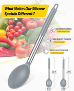 Pack of 2 Large Silicone Cooking Spoons, Non Stick Solid Basting Spoon - Image 2