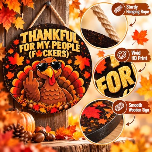 Thanksgiving Decorations - Funny Thanksgiving Turkey Wooden Sign - Image 4