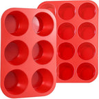 CAKETIME Silicone Muffin Pan, 2 Packs, Includes Jumbo 6 Cups and Regular 12 Cups by CAKETIME