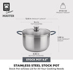BRA COOKWARE Master Stainless Steel Stock Pot w/Glass Lid | 9.5 Inch 4 Quart - Image 2