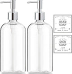 Clear Soap Dispenser with Rust Proof Pump, Waterproof Labels, Plastic Hand Soap by XLENT