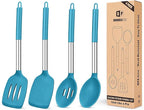 Pack of 4 Silicone Cooking Utensils Set, Non Stick Large Solid Spatulas by BUNDLEPRO