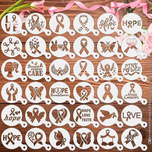 JULBEAR 36pcs Breast Cancer Awareness Cookie Stencils for Baking Party by JULBEAR
