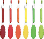 7-Inch Silicone Tongs Pack of 6, Small Stainless Steel Tongs by DAILYKISN