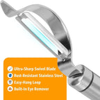 Potato Peeler Stainless Steel, Curved Multifunctional Vegetable Peeler - Image 3