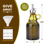 500ml Green Olive Oil Dispenser Bottle, 17oz Glass Oil and Vinegar Cruet - Image 2