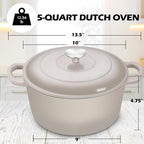 TeamFar 5Qt Dutch Oven, Enameled Cast Iron Dutch Oven - Image 2