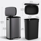ELPHECO Kitchen Trash Can with Lid Soft Close, 13 Gallon / 50L Stainless Steel - Image 4