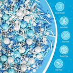 Edible Blue Silver White Pearl Sprinkles,Winter Pearls for Cake Decorating - Image 3