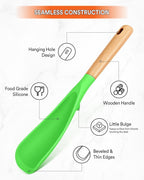 Cooking Spoon for Nonstick Cookwares, Wood Handle Spoon for Mixing, and Scrape - Image 3