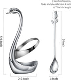 Silver Small Coffee Spoon Holder Set, Swan Base - Image 3