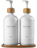 MaisoNovo Glass Soap Dispenser Bathroom Set of 2-16.9 oz Bathroom Soap by MaisoNovo-TheArtofSustainableLiving